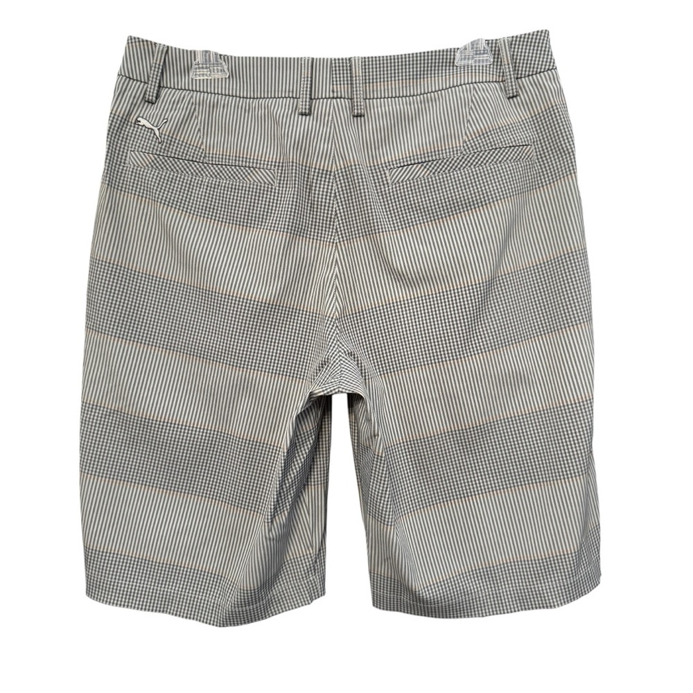 PUMA Mens Golf Shorts 32 Gray Plaid Check Stretch Flat Front - Picture 2 of 6